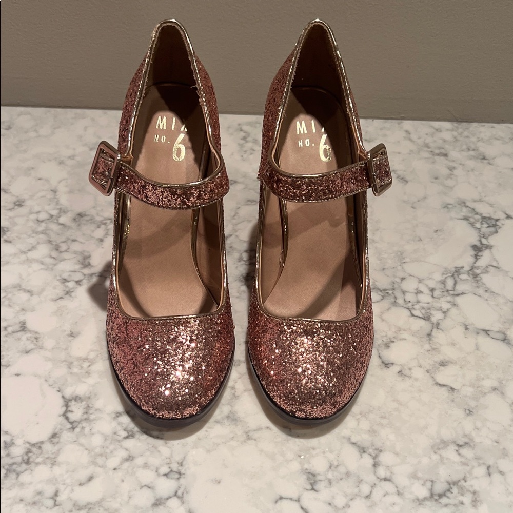 MIA Glitter Mary Jane Heels - Pink
